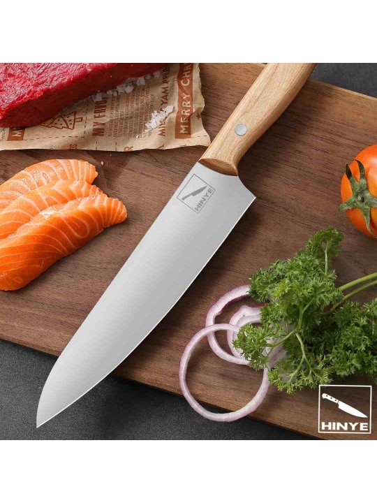 Hinye-8" CHEF'S KNIFE VG10 STEEL NATURAL MAHOGANY HANDLE