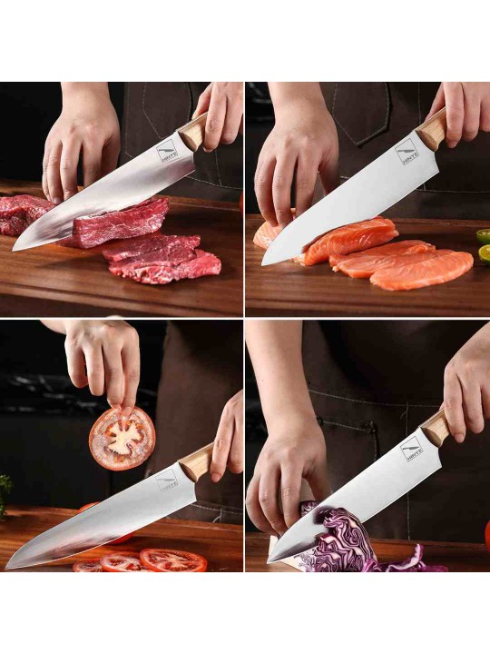 Hinye-8" CHEF'S KNIFE VG10 STEEL NATURAL MAHOGANY HANDLE