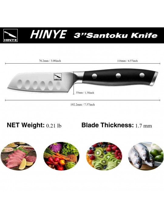 Hinye-Stahl Tri-ply 3" Santoku