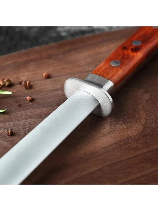 HINYE-DIAMOND-GRAIN COATED SHARPENING ROD WITH ROSEWOOD HANDLE