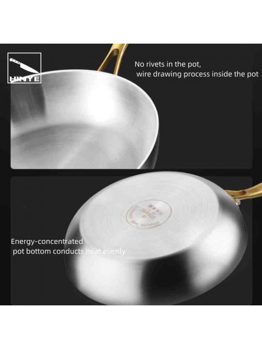 Hinye-Household uncoated 316 stainless steel pan, steak frying pan