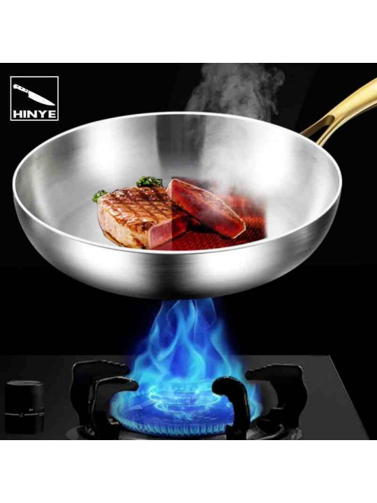 Hinye-Household uncoated 316 stainless steel pan, steak frying pan