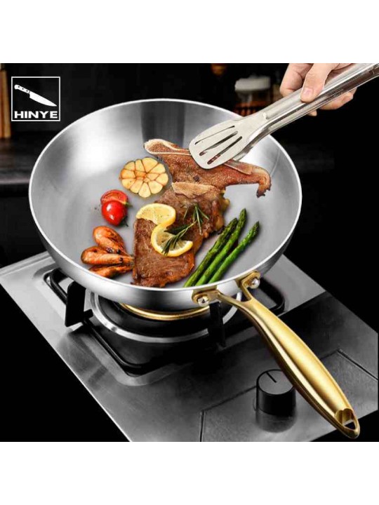 Hinye-Household uncoated 316 stainless steel pan, steak frying pan