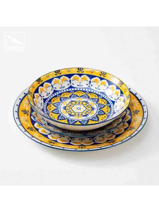 Hinye-Bohemian style yellow printed tableware