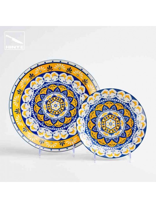 Hinye-Bohemian style yellow printed tableware