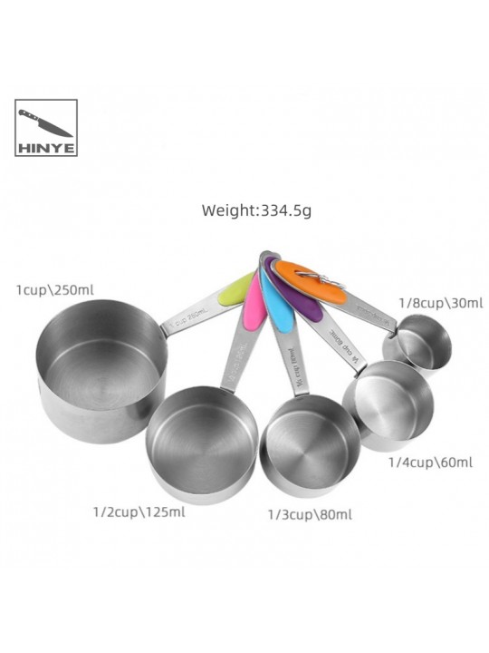 Hinye-Baking Measuring Spoons and Cups Stainless Steel with Silicone H