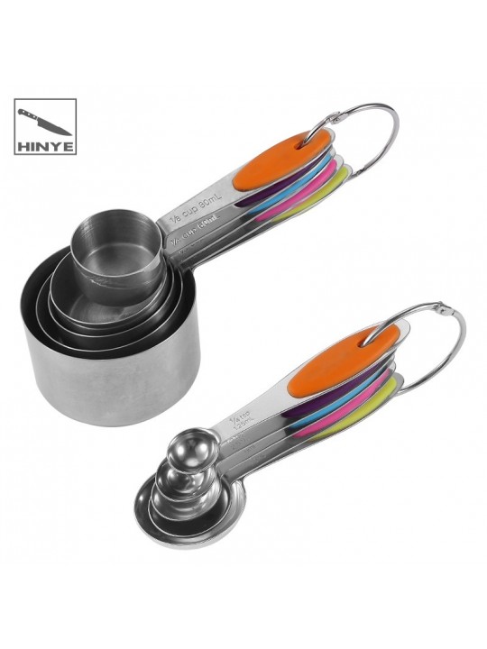 Hinye-Baking Measuring Spoons and Cups Stainless Steel with Silicone H